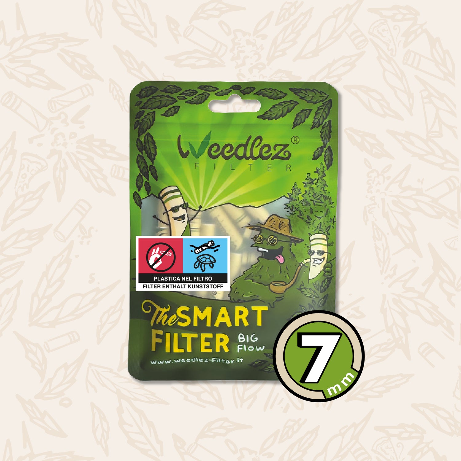 Weedlez® Big Flow 7mm — Filtro Maxi Premium a Carboni Attivi | 50pz