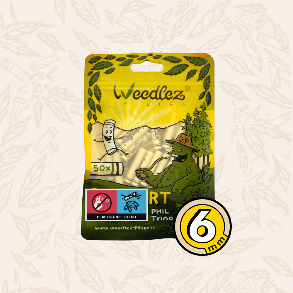 Weedlez® Phil Trino 6mm CLASSIC — Filtro Premium a Carboni Attivi | 50pz