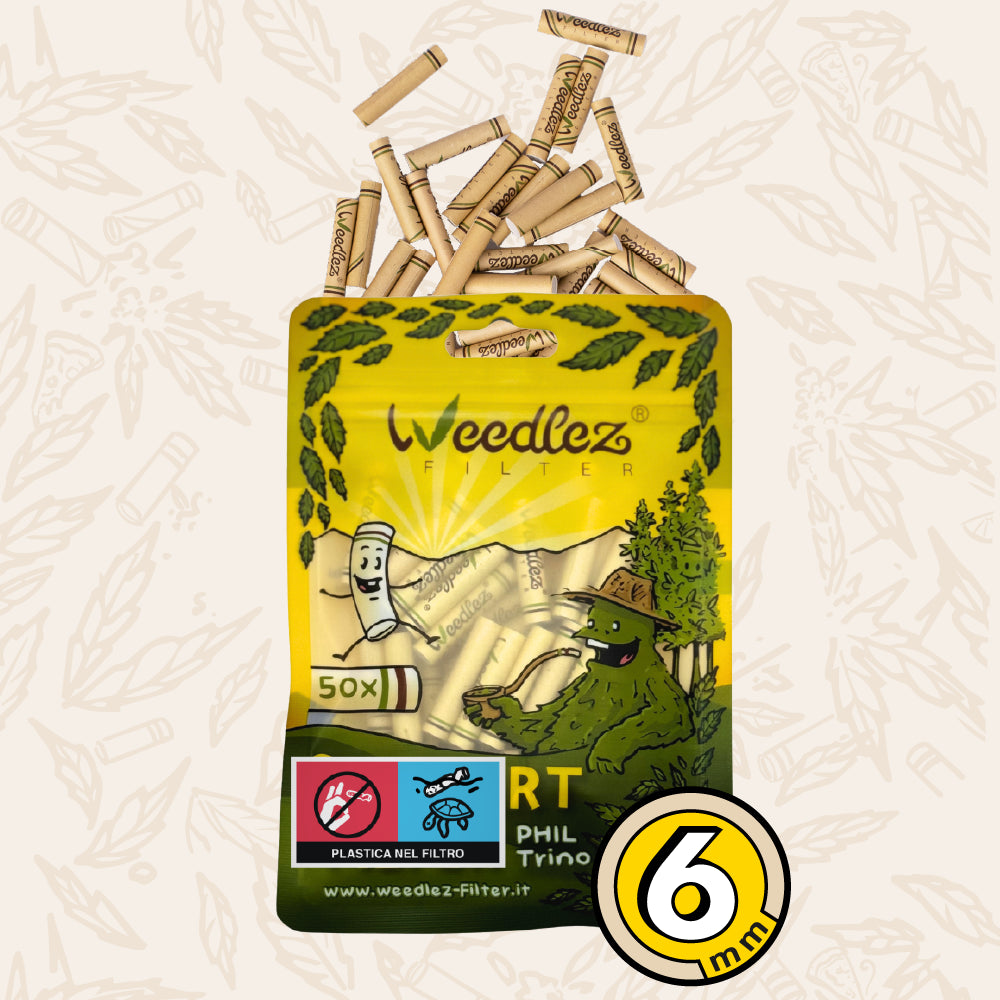 Weedlez® Phil Trino 6mm CLASSIC — Filtro Premium a Carboni Attivi | 50pz