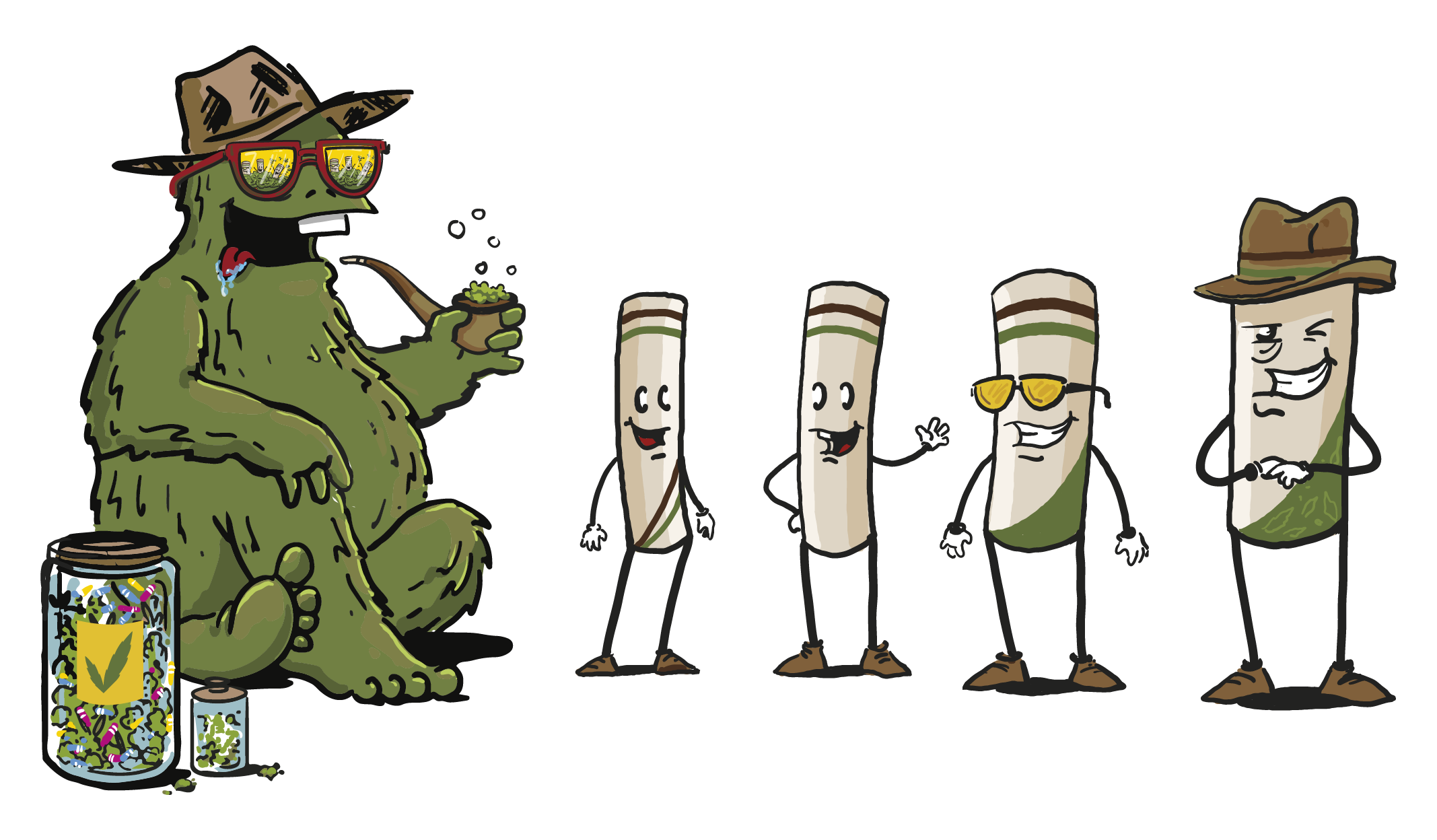 The Weedlez Crew: The Weedle, Slim Trino, Phil Trino, Big Flow und Fat Tony
